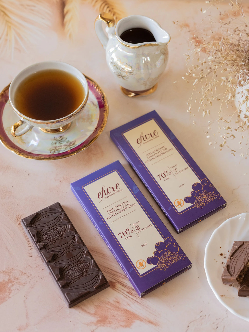 Chia-Enriched Chocolate Bar with Blueberry Bites