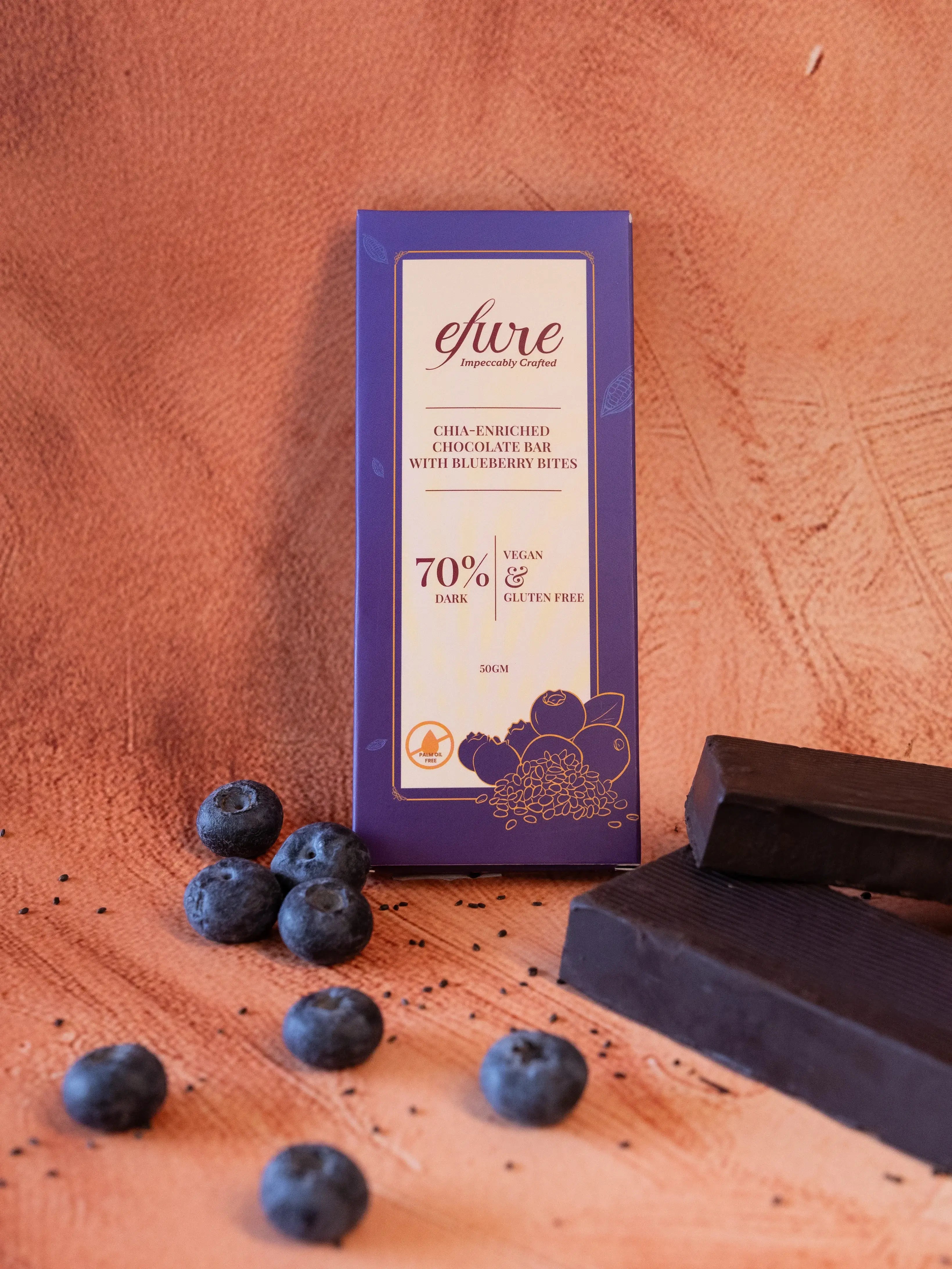 Chia-Enriched Chocolate Bar with Blueberry Bites