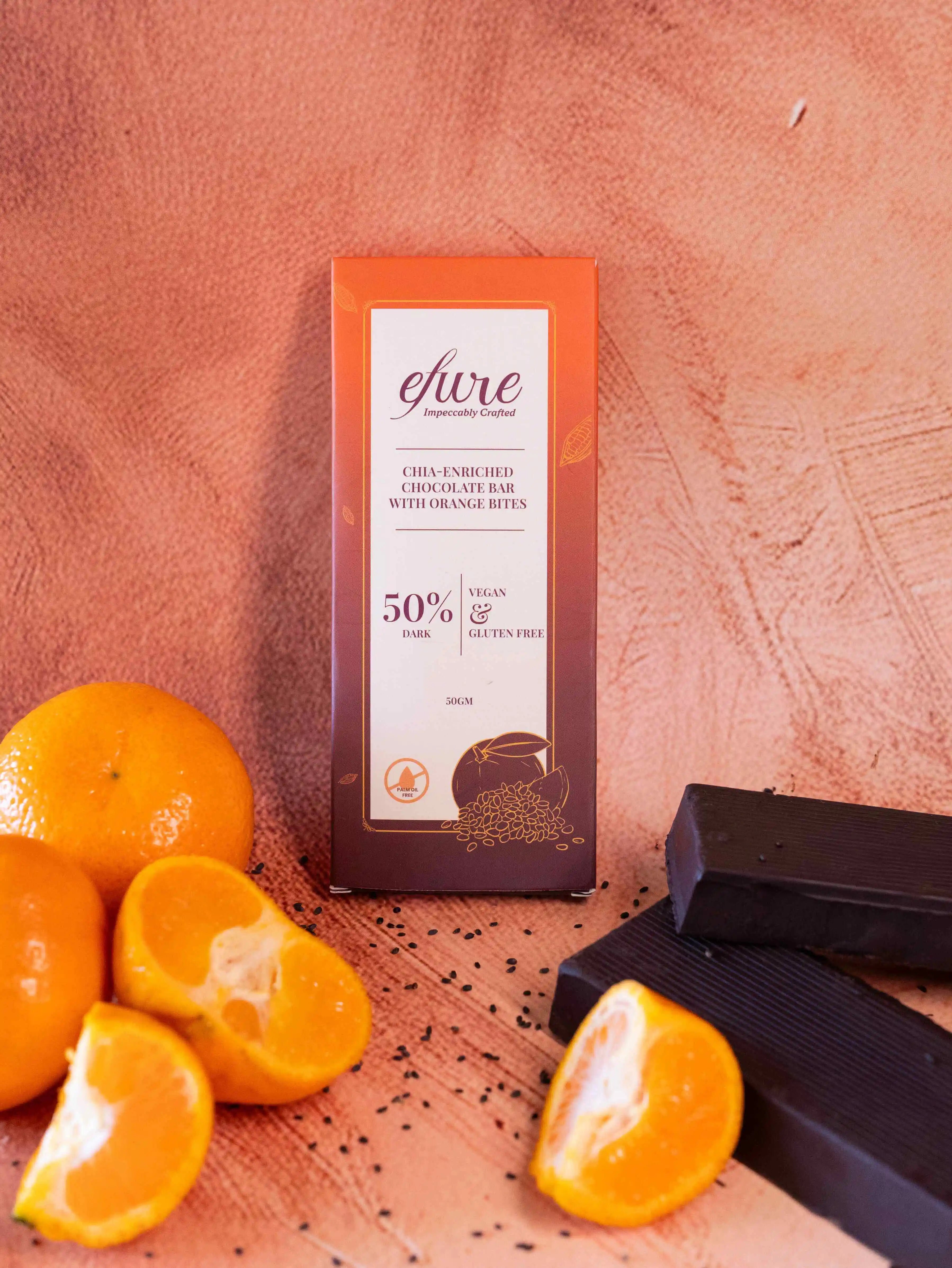 Chia-Enriched Chocolate Bar with Orange Bites