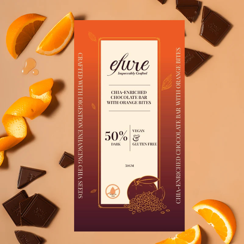 Chia Enriched chocolate bar with orange bites