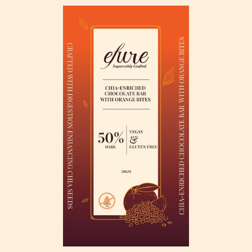 Chia Enriched chocolate bar with orange bites